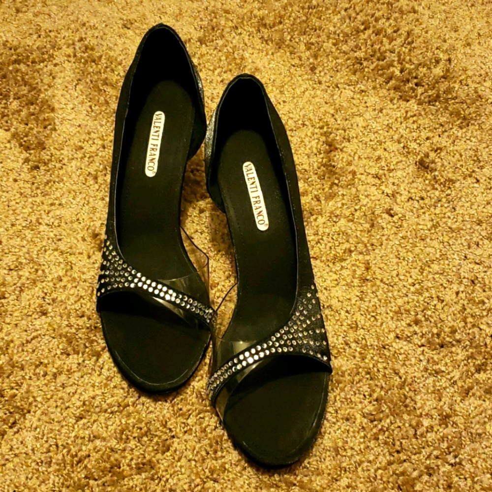 Black satin heel